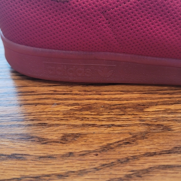 NWOT Adidas Stan Smith Red Genuine Leather Sneakers Gym Kicks Shoes Size 12 - Picture 6 of 14